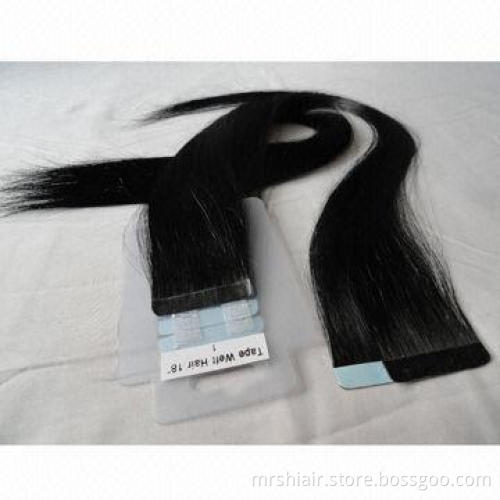 20inch Jet black color tape extension, 4*0.8cm 2.5 grams straight remy hair factory wholesale